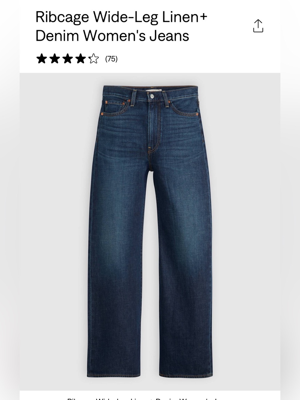 Levi's Ribcage Wide-Leg Jeans in Deep Indigo - Picture 2 of 2